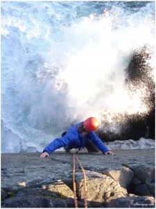 Guided sea cliff climbing