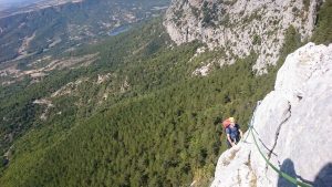 Multi pitch sport climbing